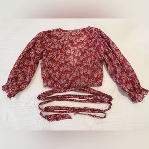 Olivia Ceous 100% Cotton Floral wrap around Blouse